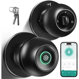 Smart Fingerprint Door Knob with App Control & Key Backup